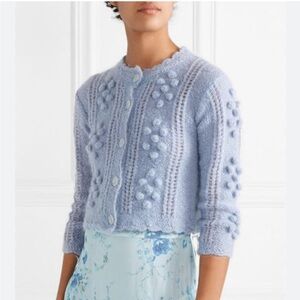 Gigi Cropped Pompom-embellished Mohair-blend Cardigan xs